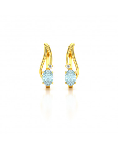 14K Gold Aquamarine Diamonds Earrings ADEN - 1
