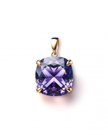 Faceted Amethyst Pendant set in 925 Sterling Silver with 18-carat fine gold plating