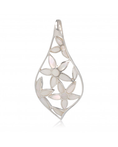 Jewelery Gift- Pendant - Mother of Pearl - Flower-Sterling Silver-Woman