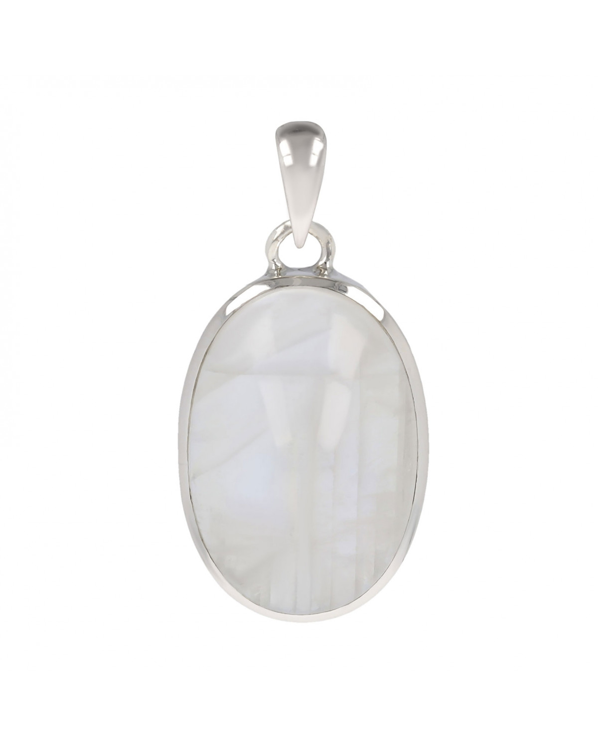 Idée cadeau-Pierre de Lune-Pendentif-blanc- Forme ovale-femme
