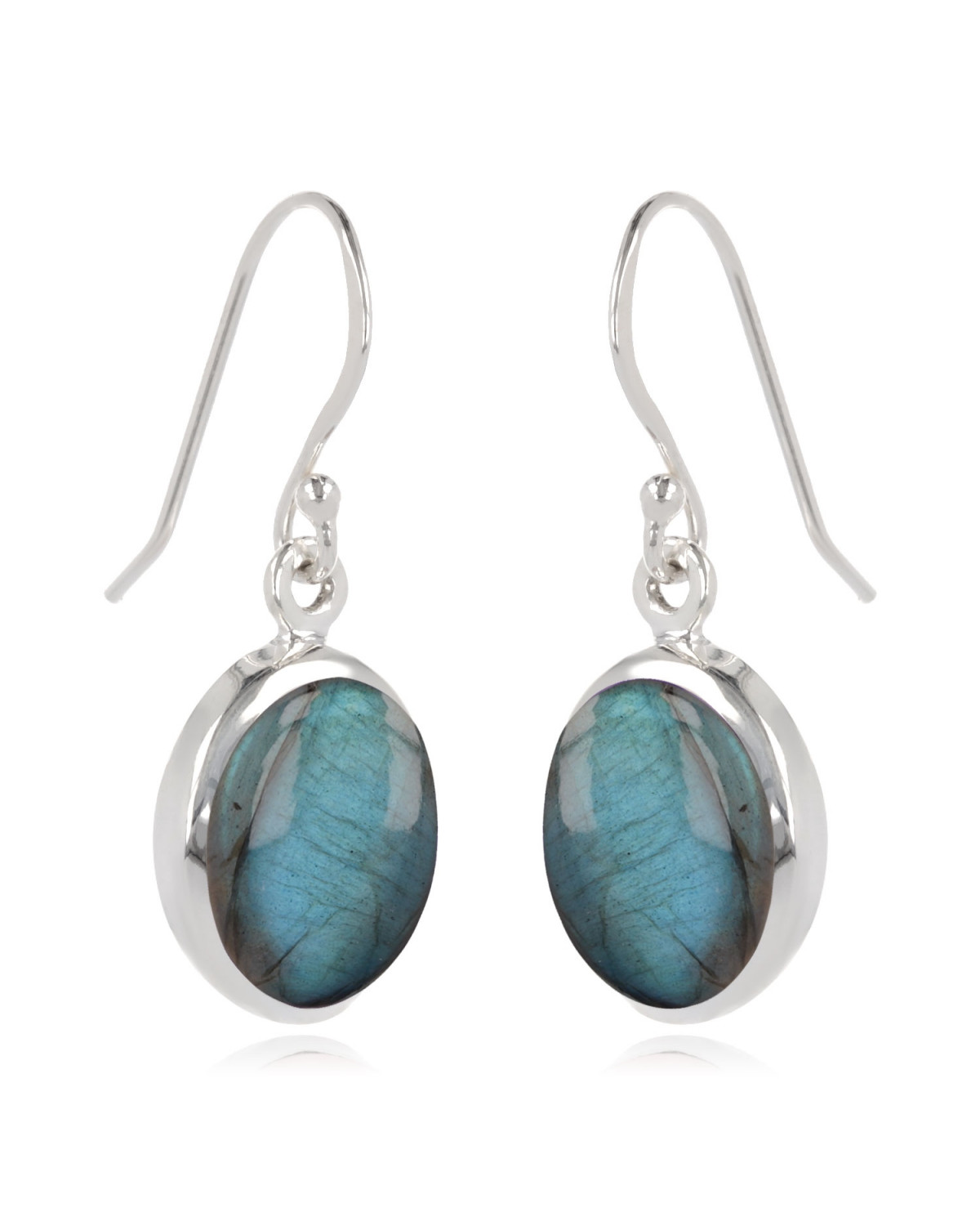 Boucles d'Oreilles en Labradorite Naturelle et Argent 925 - CLEO