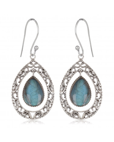 Silver earrings and labradorite pear shape