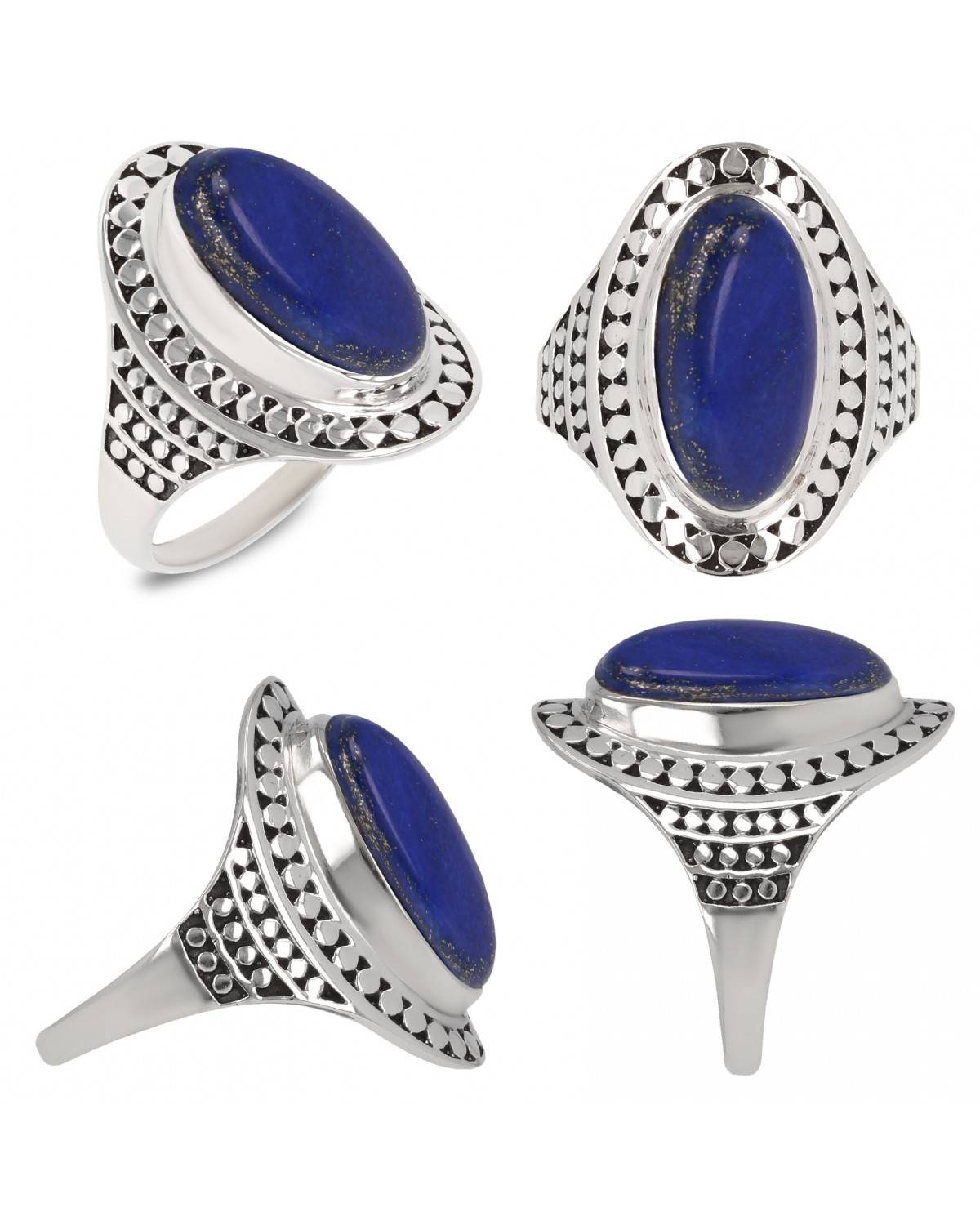 925 Sterling Silver Ring Natural Lapis Lazuli Women Rings Gift Jewelry All Size