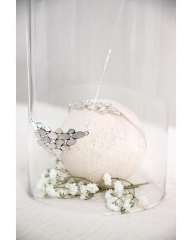 Halskette Blütenblätter Abalone Perle Silber an Silberkette