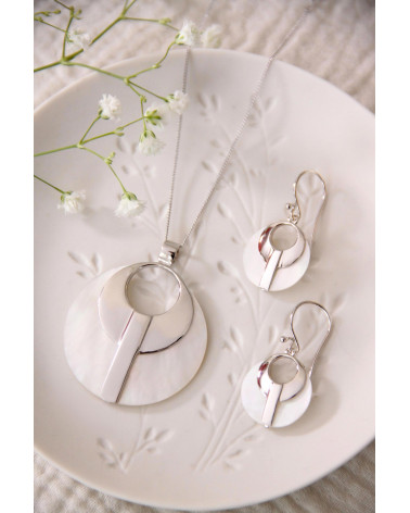 white Mother-of-pearl earrings and silver ethnic
