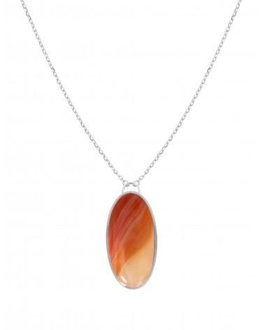 original gift woman Necklace woman orange agate and rhodium silver 925-000