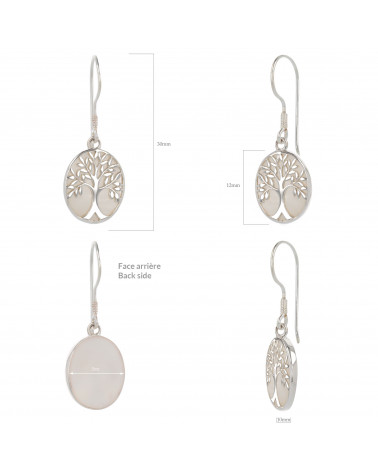 Jewelery Gift Symbol Tree of Life-Earrings-Mother of pearl- Sterling Silver-Oval-Women