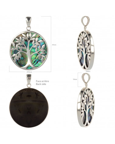 Schmuck-Geschenk-Symbol Baum des Lebens-Anhänger-abalone Perlmutt-Silber-Rund-Damen