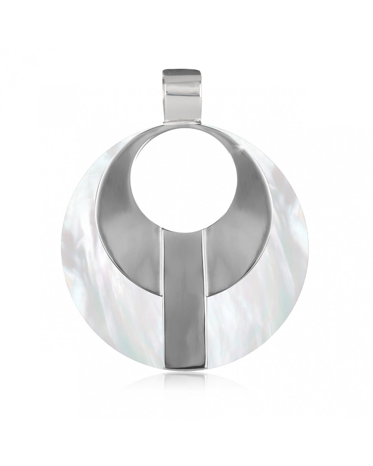 Colgante Madre perla blanca Forma Redonda Plata de Ley 925