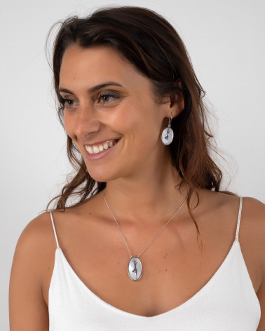 Gift Idea Jewelry Zen Collection-Necklace-mother-of-pearl-yoga- Sterling Silver-oval-Woman