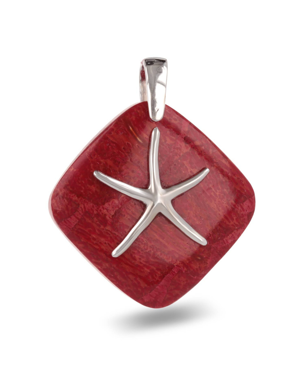 Colgante Estrella de Mar Coral sobre Plata 925