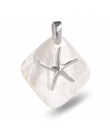 Pendant starfish mother of pearl white and silver 925 K