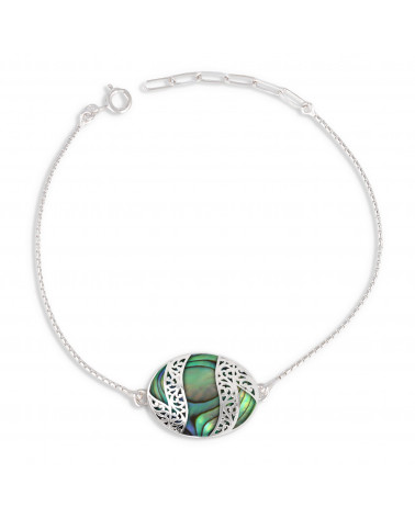 Cabochon bracelet of mother-of-pearl abalone and silver lace 925 K
