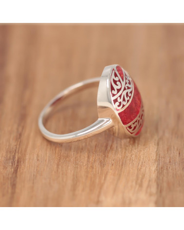 Regalo símbolo de la joyería Árbol de la vida Anillo de nácar blanco Plata esterlina ovalada Mujer
