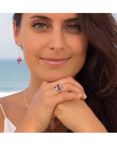 Regalo símbolo de la joyería Árbol de la vida Anillo de nácar blanco Plata esterlina ovalada Mujer