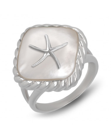Simbolo di gioielli regalo Albero della vita Anello bianco madreperla Argento ovale Donna
