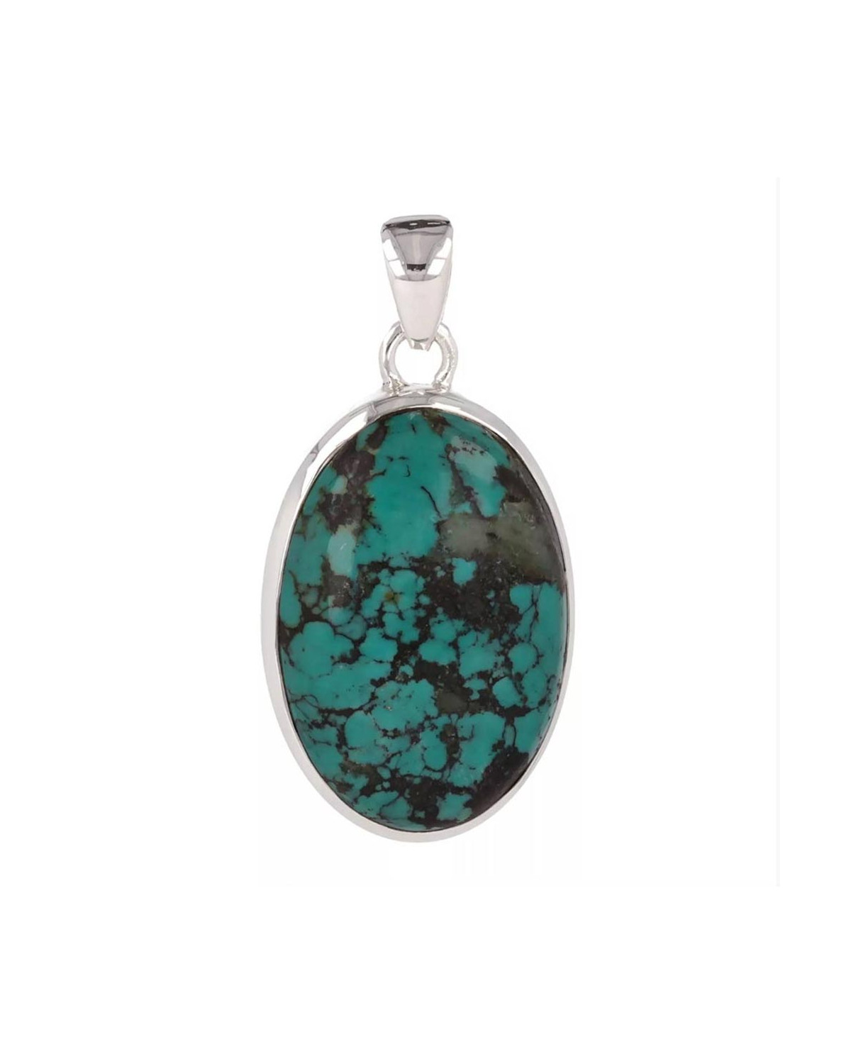 925 Sterling Silver Turquoise Oval Shape Pendant