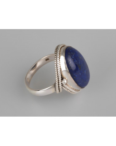 Aden's Jewels-Bague-Cabochon Lapis Lazuli-Chaînage Argent-Bijou Femme