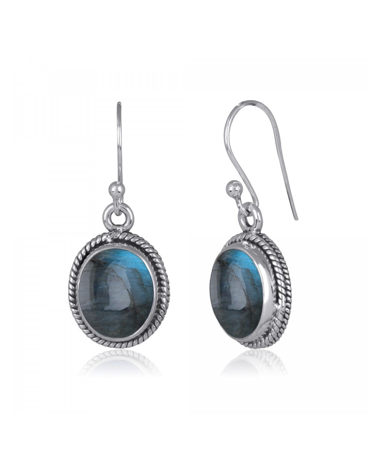 Pendientes Labradorita Forma Oval Plata de Ley 925