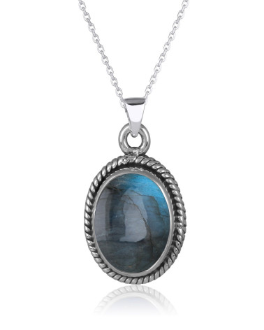 Pendentif en Labradorite Naturelle et Argent 925 - AURORA