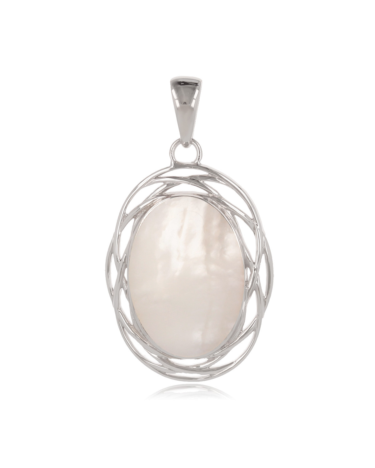 Colgante Madre perla blanca Forma Oval Plata de Ley 925