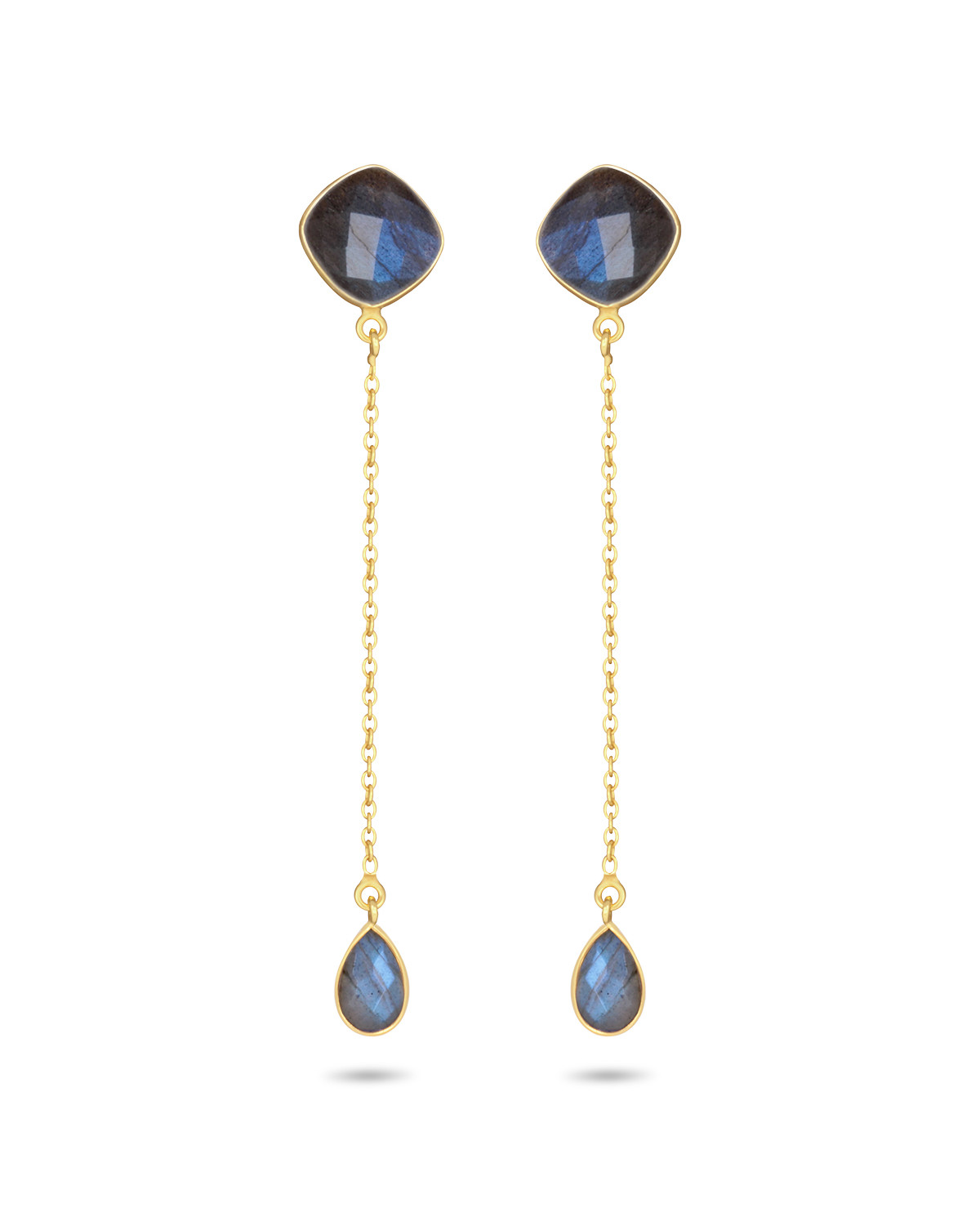 Faceted Labradorite earrings in 925-000 silver with gold plating