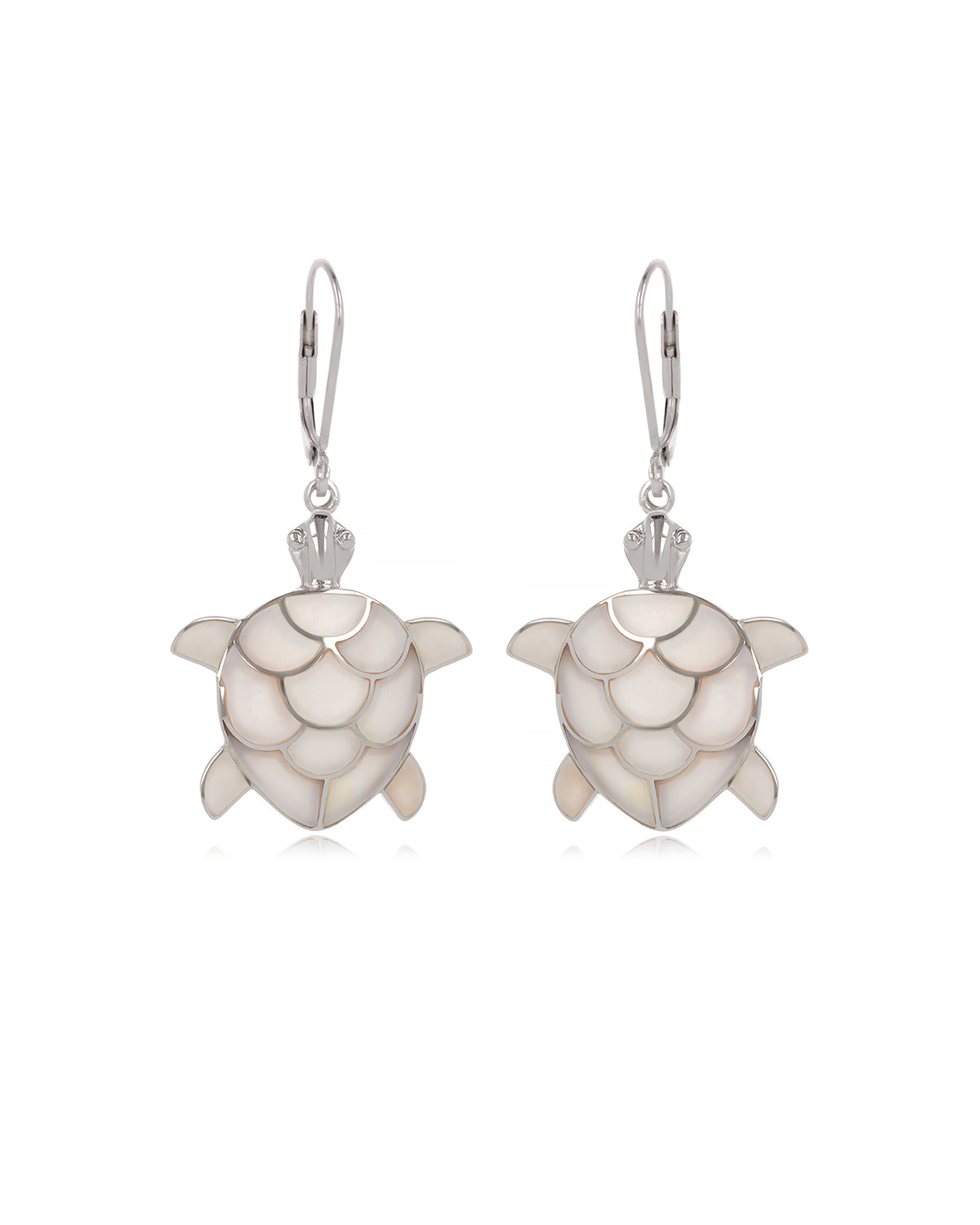 925 Sterling Silver White Mother-of-pearl Tortoise Earrings