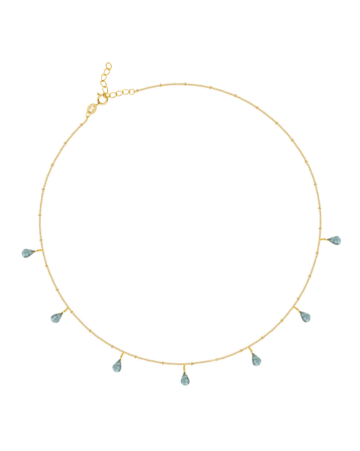 Collar de Plata 925 Chapado en Oro 18K con Gotas de Labradorita Facetadas - Aden