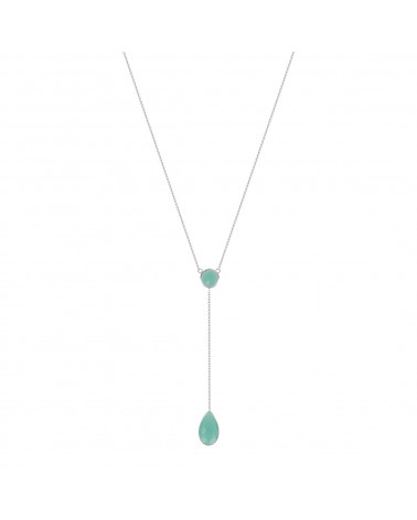 Collier chaîne argent 925 deux pierres de Rubis facettées