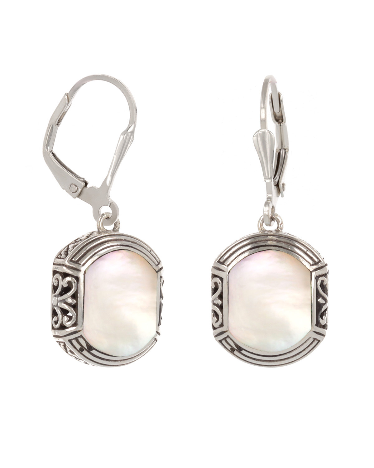925 Sterling Silver White Shell Ethnic Earrings