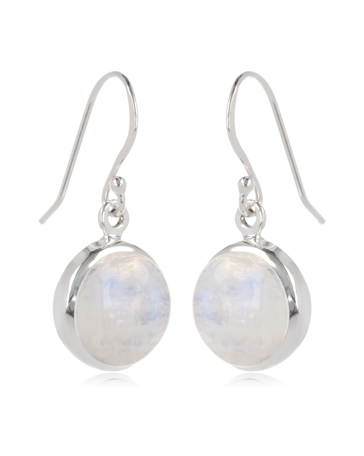 Ovalshaped moonstone earrings set with sterling silver