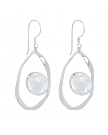 Orecchini Madreperla Bianca Argento Massiccio 925