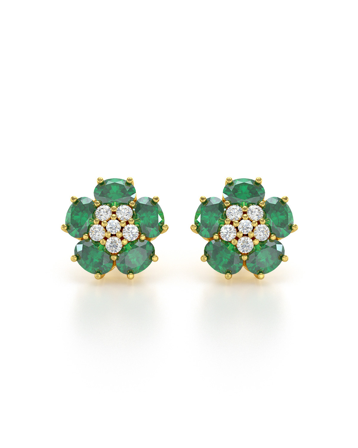 14K Gold Emerald Earrings