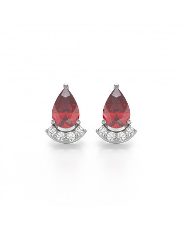 Orecchini in Rubino Diamanti Argento 925