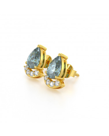 14K Gold Aquamarin Diamanten Ohrringe