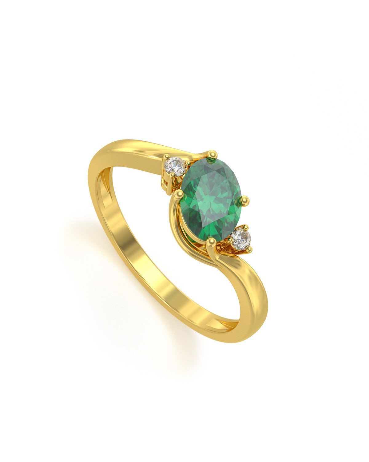 Gold Smaragd Diamanten Ringe 1.58grs