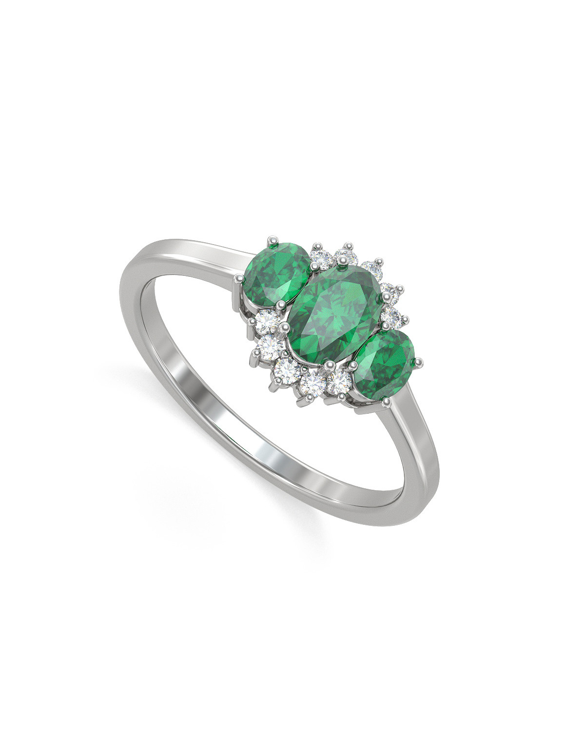 Gold Emerald Diamonds Ring 1.358grs