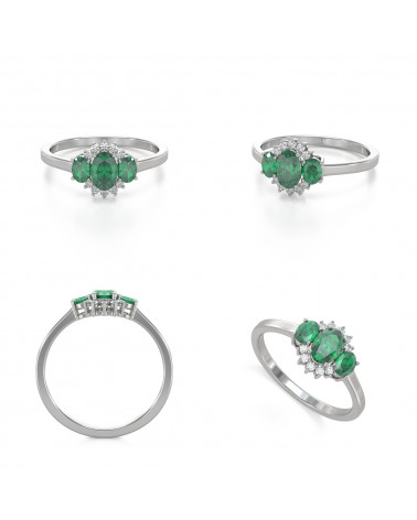 925 Silber Smaragd Diamanten Ringe