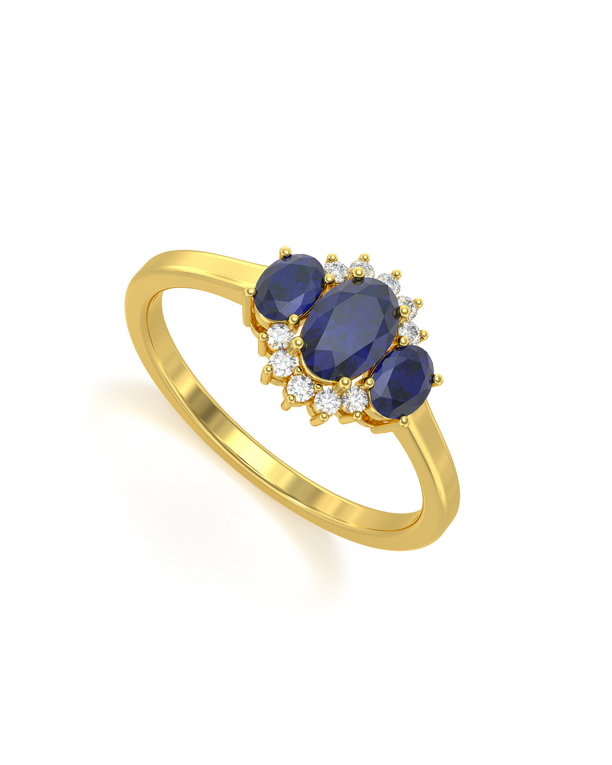 Gold Sapphire Diamonds Ring 1.358grs