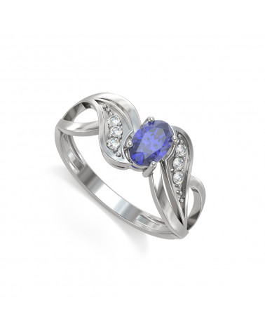 Bague Tanzanite et diamants sur Argent 925 2.09grs