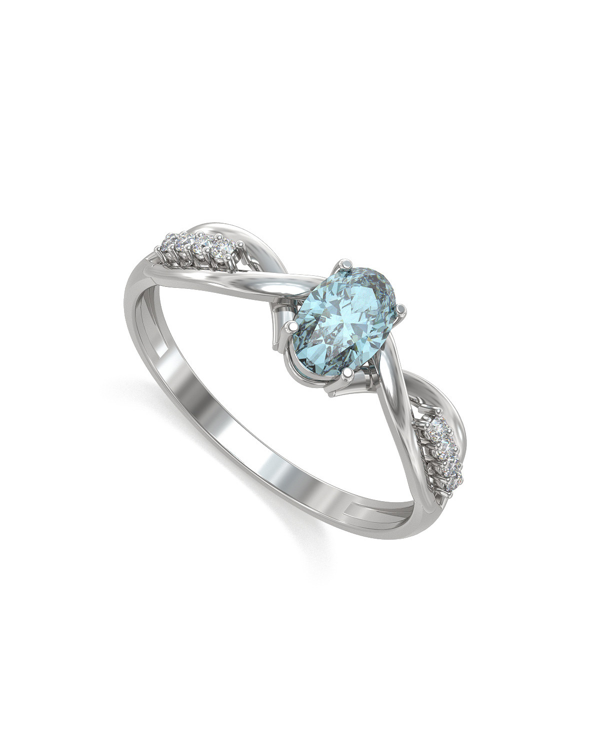 925 Sterling Silver Aquamarine Oval Shape Ring