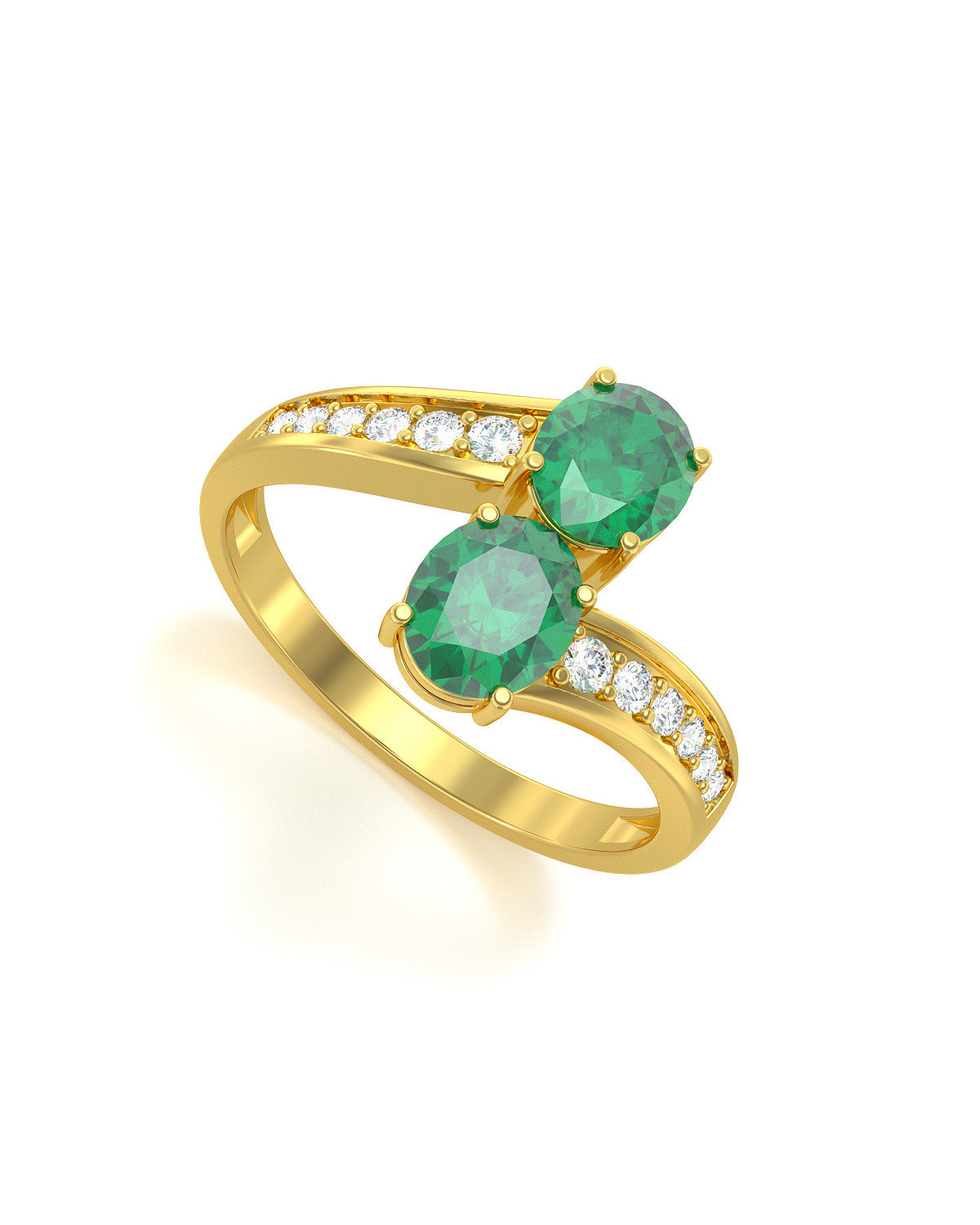 Gold Emerald Diamonds Ring 2.546grs