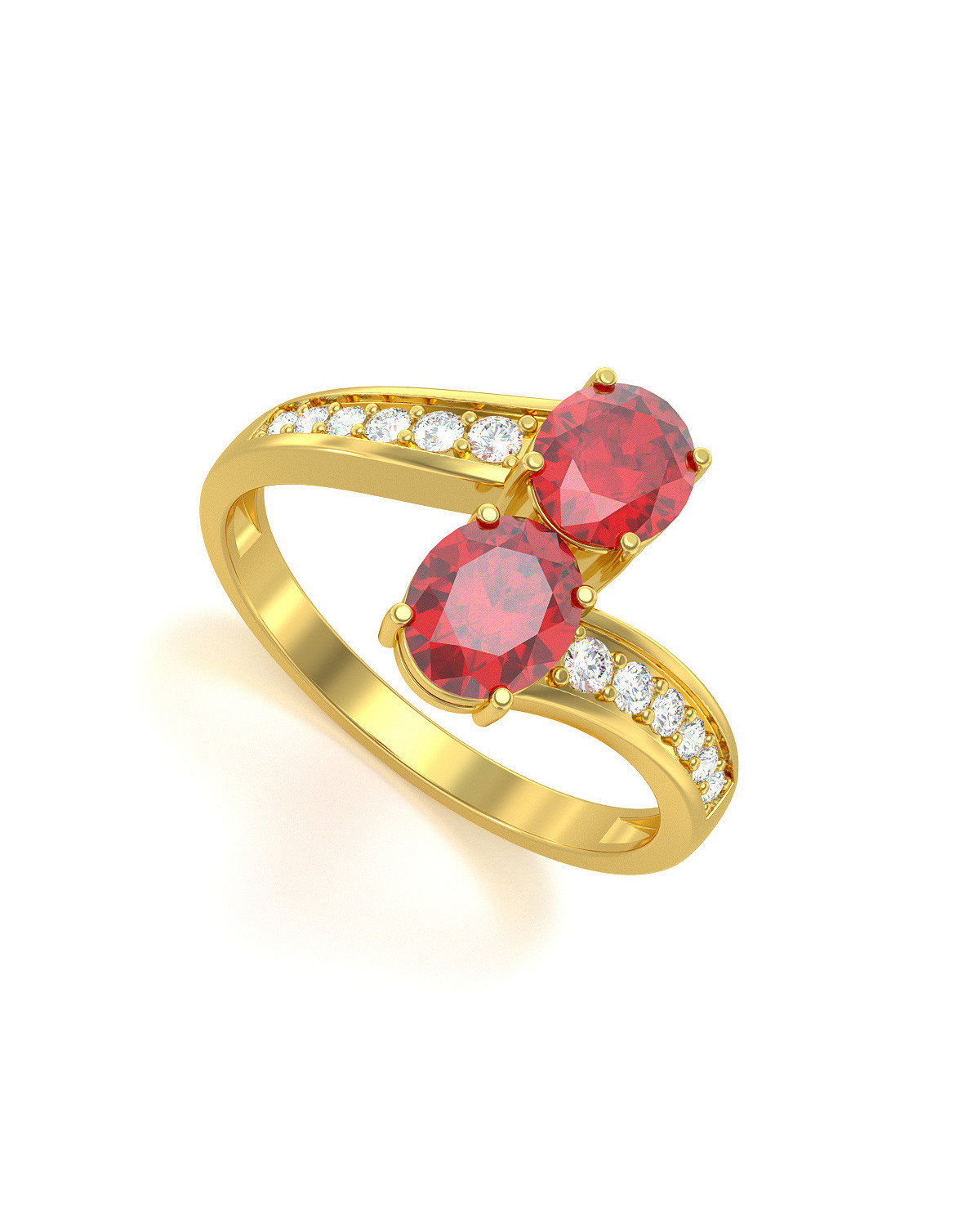Anelli Oro Rubino diamanti 2.546grs