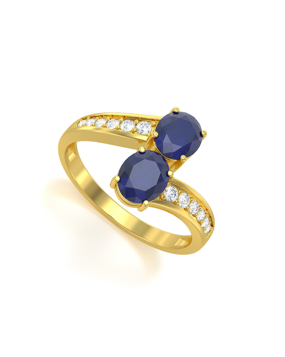 Gold Sapphire Diamonds Ring 2.546grs ADEN - 1