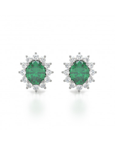 925 Silber Smaragd Diamanten Ohrringe ADEN - 1