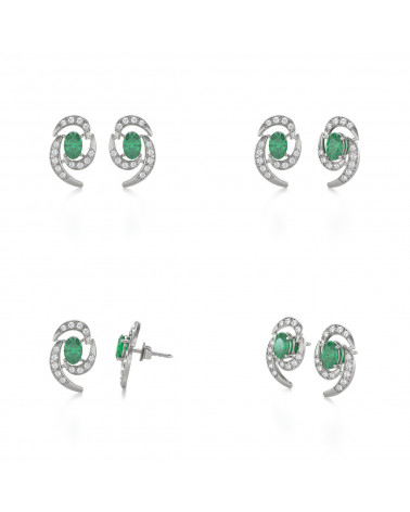 925 Silber Smaragd Diamanten Ohrringe ADEN - 2