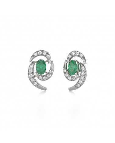 14K Gold Emerald Earrings ADEN - 3