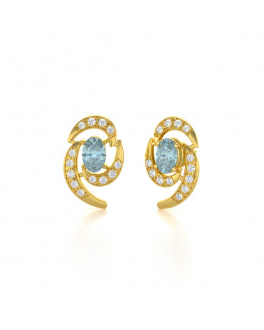 14K Gold Aquamarine Earrings ADEN - 3