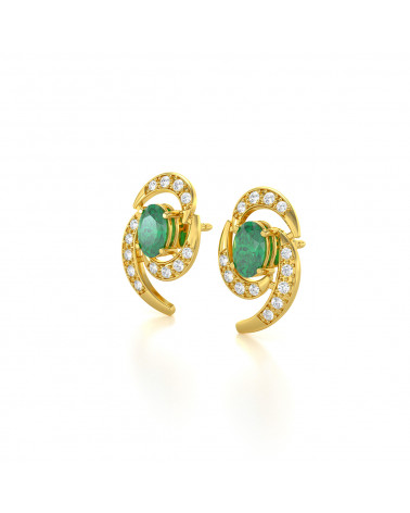 14K Gold Emerald Earrings ADEN - 4