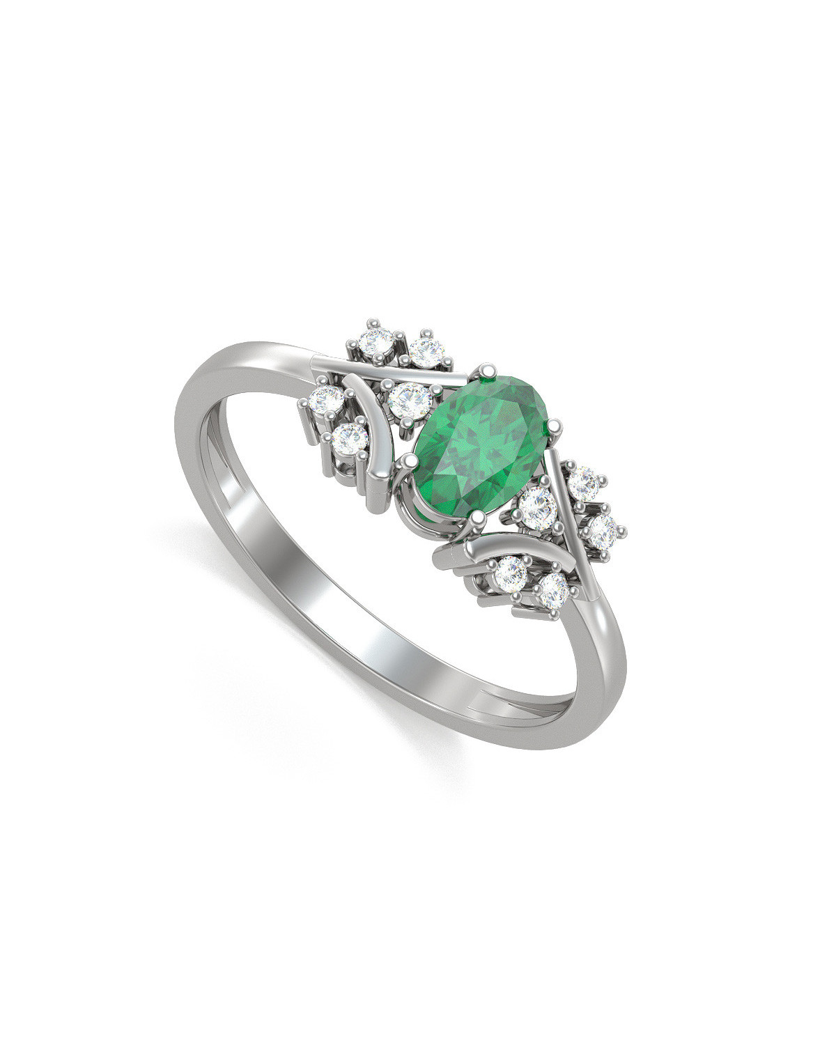 Gold Emerald Diamonds Ring 1.556grs